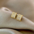 18K Gold Plated Real Cubic Zirconia Stud Earrings Classic Wide C Shape for Parties Weddings and Engagements Made of Copper