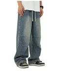 2024 Wholesale New Arrivals Men Baggy Jeans Plain Color Loose Fit Jeans Washed Elastic Waist Relaxed Jeans