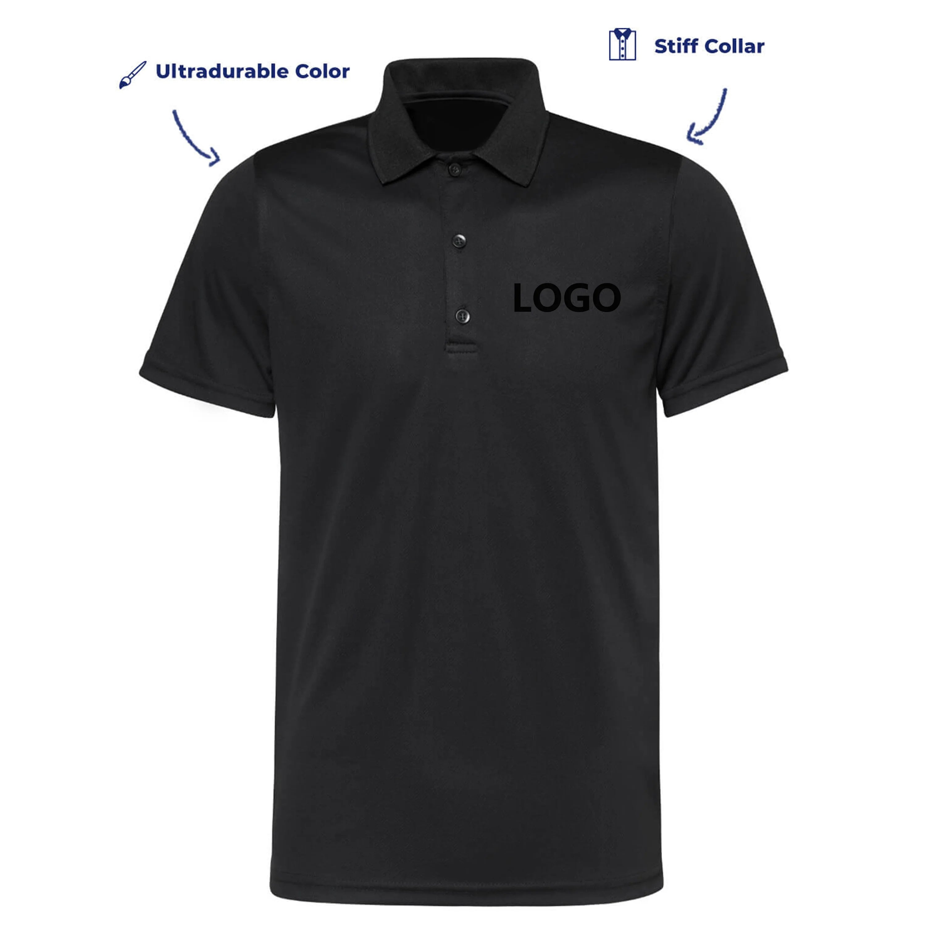 Unisex Performance Golf Dry Fit Polyester Polo Shirt Company Employee Uniform Staff Work Custom Embroidered Logo Breathable
