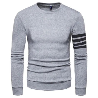 Fast Delivery New Design Striped Pattern Pullover  Gray Men's Sportswear