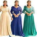 Ohsisa 2025 Women's African Style Plus Size Long Sleeve Sequined Flower Dress Elegant Fashion High Waist Evening Gown