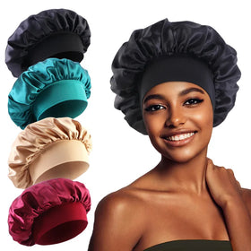 High Quality Luxury Lady Comfortable One Size Fits Night Sleep Hat Hair Loss Cap Women Wide Band Stain Bonnet Cap