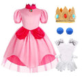 Carnival Cosplay Girls Party Christmas Cartoon Pink Princess Peach Costume With Crown DISP-021