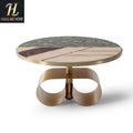Italian Light Luxury Stainless Steel Marble Coffee Table Villa Living Room Home Parquet Round Small Low Table
