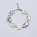 Handmade 17-18mm White Pink Purple Freshwater Keshi Pearl Bracelet Woman