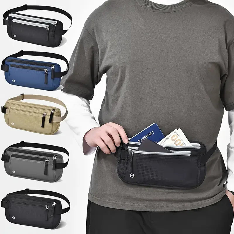 Wholesale Custom Nylon Anti-Theft RFID Wallet Travel Passport Holder Waist Fanny Pack Money Belt Bag or Women Men