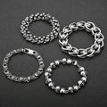 Trendy Personality Men's Jewelry Bracelet Fashion Retro Stainless Steel Silver Black Skull Head Bracelet Bangle for Men