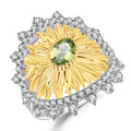 C7614 Abiding Ring 1 Ct Natural Peridot Gemstone Sunflower Oval Rings 925 Sterling Silver Handmade Ring for Women Fine Jewelry