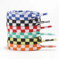 8mm Width Checkered Flat Shoe Laces 100-180cm 6 Colors Colorful Fashion Shoelaces Custom Logo Supported Made of Polyester