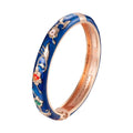Daili Women's Classic Design Enamel Bangle Colorful Blue Flowers Bracelet Gold Plated Zinc Alloy Jewelry Wholesale