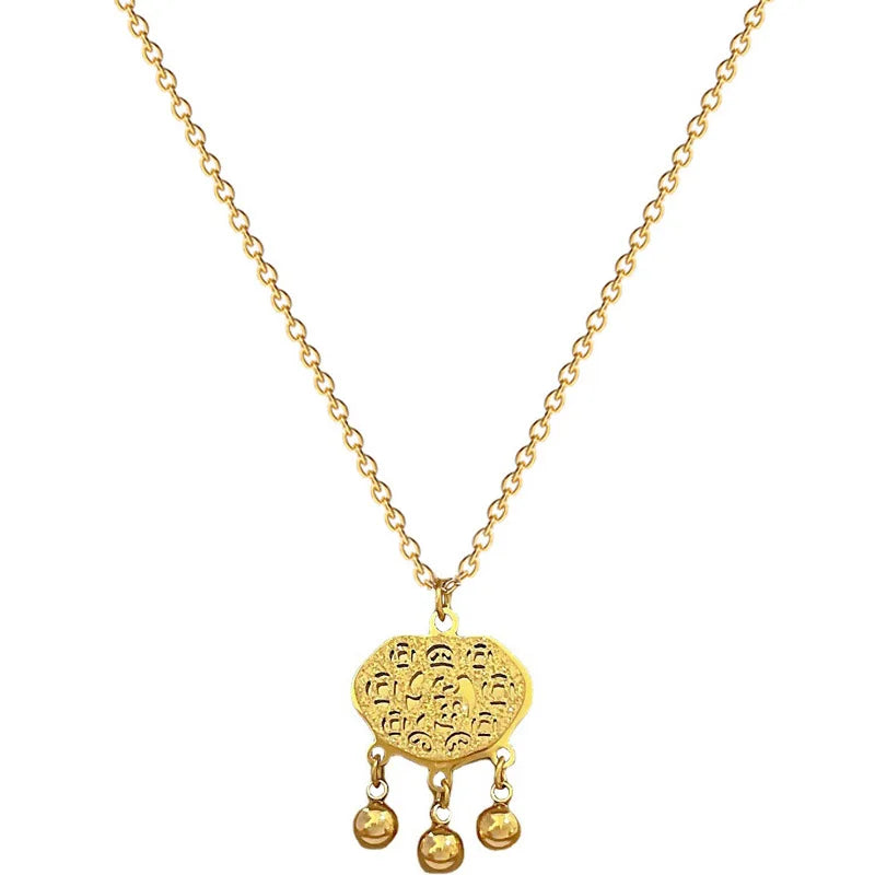 Auspicious Fu Lock Banquet Wedding Light Luxury Necklace Women's Gold Necklace Stainless Steel Titanium Steel Necklace