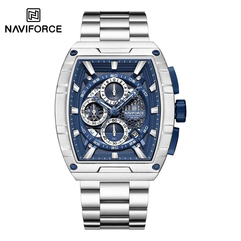NAVIFORCE Chronograph Own Brand Watches Unique Watch for Men Steel Band Square Case Big Dial Wristwatch Custom Montre