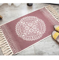 Hot Sale Bohemian Bedside Rug Geometric Design Hand Woven Cotton Linen Carpet Machine Made Floor Mat for Living Room Bedroom