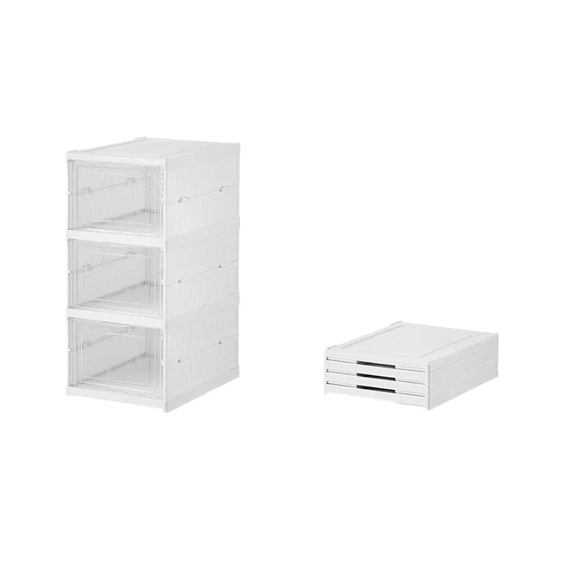 3/6-Tier Clear Plastic Shoe Box Foldable Sneaker Storage Organizer with Rectangle Shape
