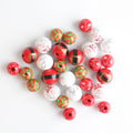 Colorful Printing Christmas Wood Beads DIY Children's Bracelet Set BucksBeltBows Stars Wall Hanging Decor