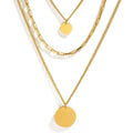 European American Style Trendy Luxury Gold Plated 316L Stainless Steel Three-layer Chain Multi-layer Necklace Pendant for Women