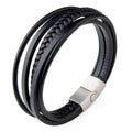 Stainless Steel Golden Black Silver Clasp Genuine Braided Leather Men Bracelet
