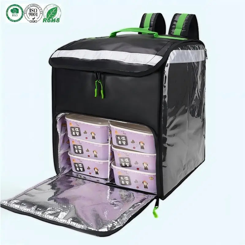 Direct Factory Custom Reusable PVC Waterproof 50L Cooler Backpack Foldable Design Zipper Closure for Food Drink Delivery Thermal