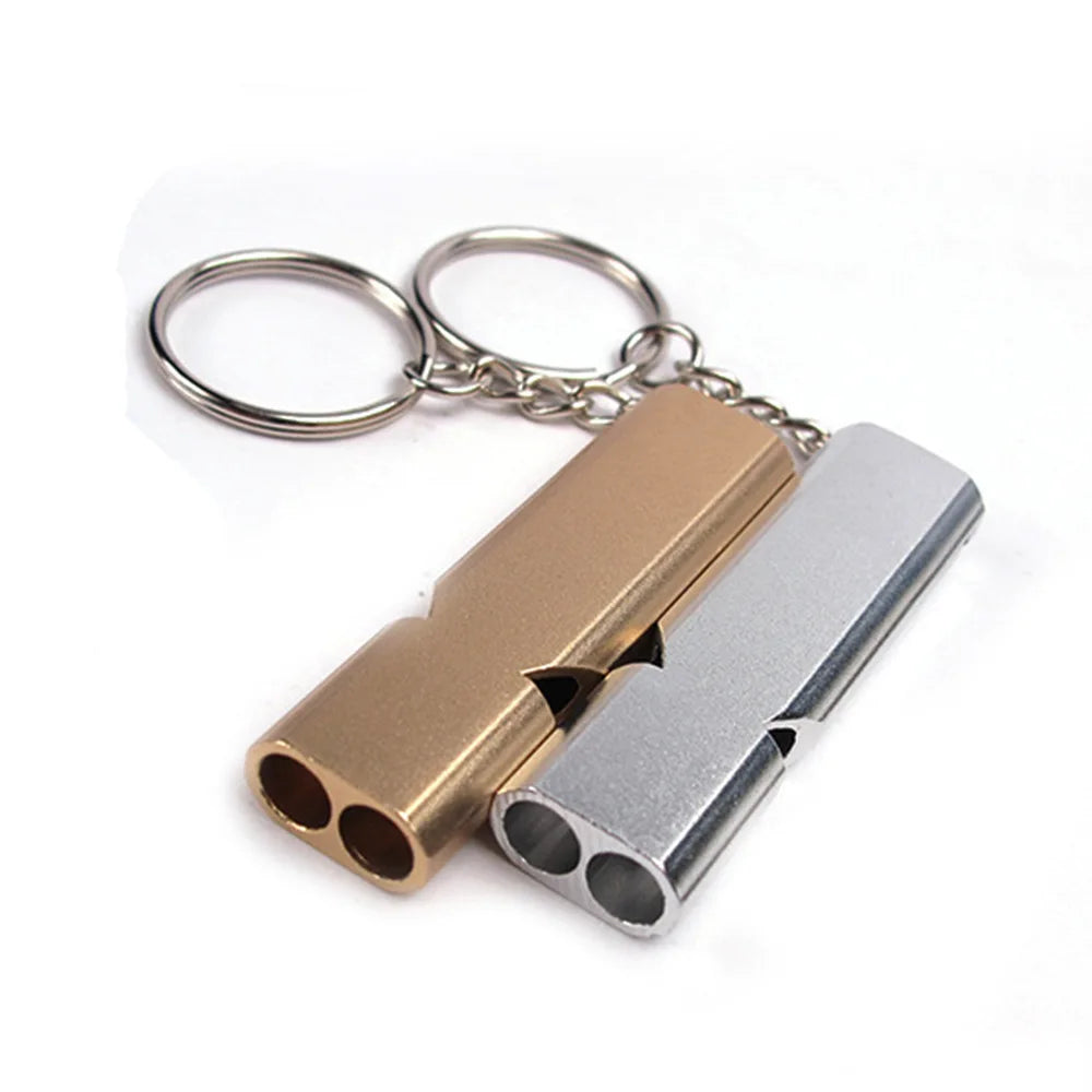 Dual Hole High Frequency Outdoor Emergency Self-Help Treble Aluminum Lifesaving Whistle