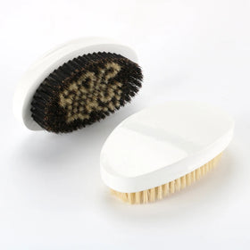 Abeis Factory Price PU Gradient Glossy Custom Logo Soft Medium Bristle Wood Curved 360 Wave Brush for Men