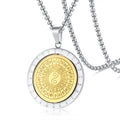 Religious Jewelry Hot Selling Totem 18K Pendant Stainless Steel Platinum Plated Spinning Necklace Engagement Gift Unisex