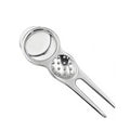 SY Popular Bestseller High Quality Silver Plated Custom Logo Golf Pitchfork Ball Marker Divot Repair Tool with Markers
