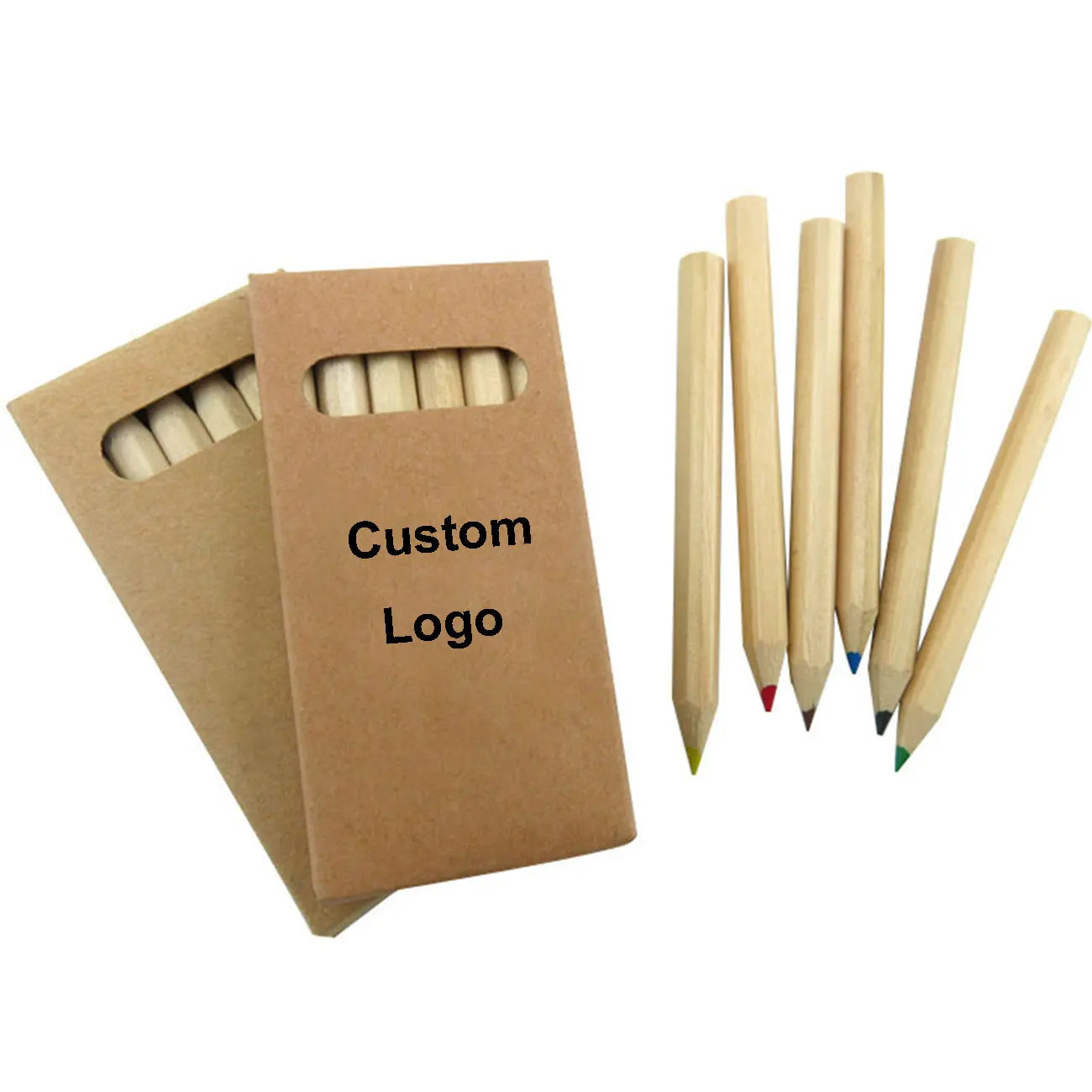 BECOL Promotional Wooden Colored Pencils 3.5 Inch Mini Color Pencil Set With Customized Paper Box for Kids