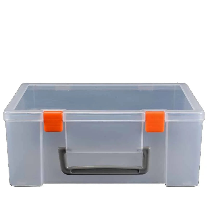 Orange White PP Material Large Storage Box Transparent Plastic Toy Tool Multifunctional Lids Portable Magnetic Organizing