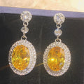 CAOSHI Sparkling Oval Cut Cubic Zirconia Drop Earring Fashion Multi Color Crystal CZ Women Bridal Wedding Zircon Dangle Earrings