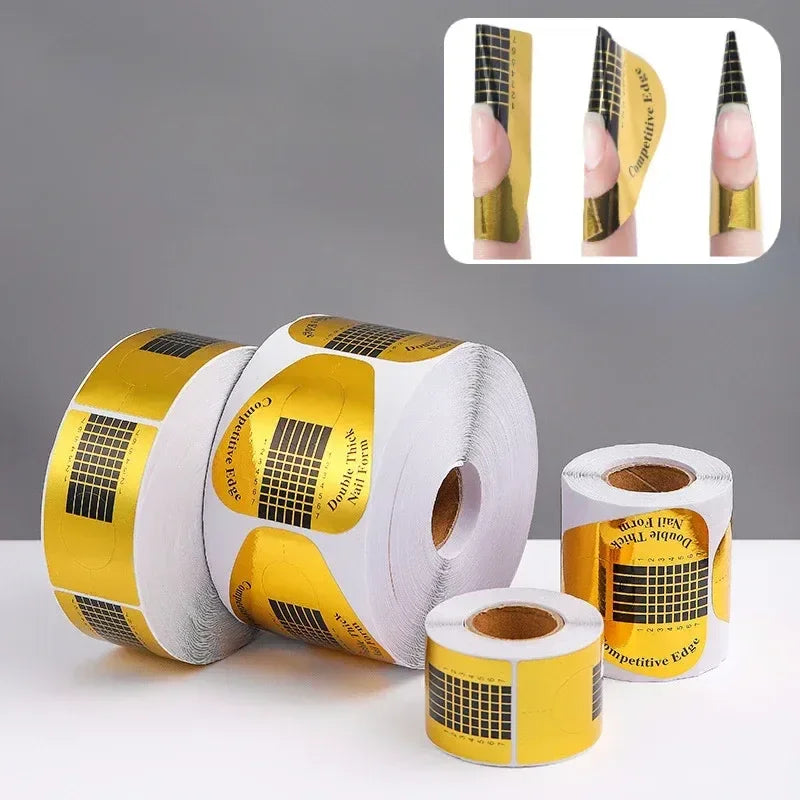 Wholesale 500pcs/Roll French Nail Form Stickers Acrylic UV Gel Extension Builder Forms Strong Adhesive Dual Nail Forms
