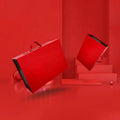 36*25*13cm Black Red 1200G Grey Board Packaging Box New Year Gift Box With Leather Handle