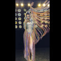 Rhinestone Tassel Rompers Women One Piece Jumpsuits Women Party Stage Performance Dance Leotard Club Bodysuits