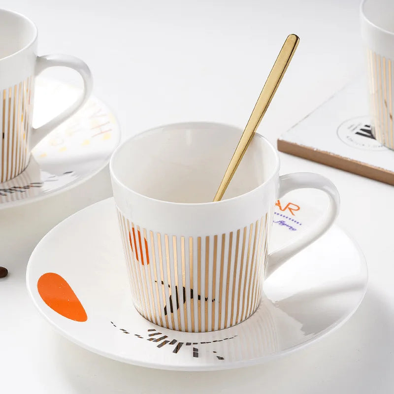 Custom Promotional Printing Cartoon Private logo 300ml Ceramic Coffee Cups Mugs with Handle Christmas Gift