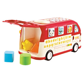 2025 GOODWAY New Toy Electronic Alphabet and Number Baby Educational Learning Cartoon Bus with Music Piano Building Blocks