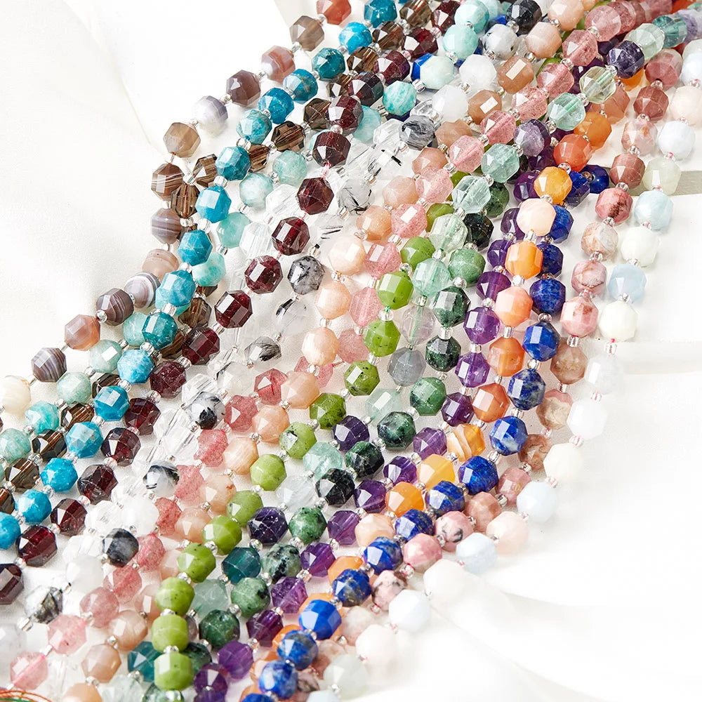 Customized 7*8mm Lulutong Gemstone Geometric Roundel Polygonal Faceted Stone Beads for Bracelet DIY Making