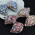 HX-315 Custom Rhinestone Hairpins Bow Design Hairclip Bling Rhinestone Pin Leather Crystal Hair Clip