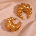 Dreamshow Chunky Statement Jewelry Hollow Out PVD Gold Plated Statement Earring Stainless Steel Hoop Earring