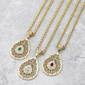 Gold Arabian Pendant Necklace Water Drop Rhinestone Moroccan Wedding Gift Twist Chain Necklaces