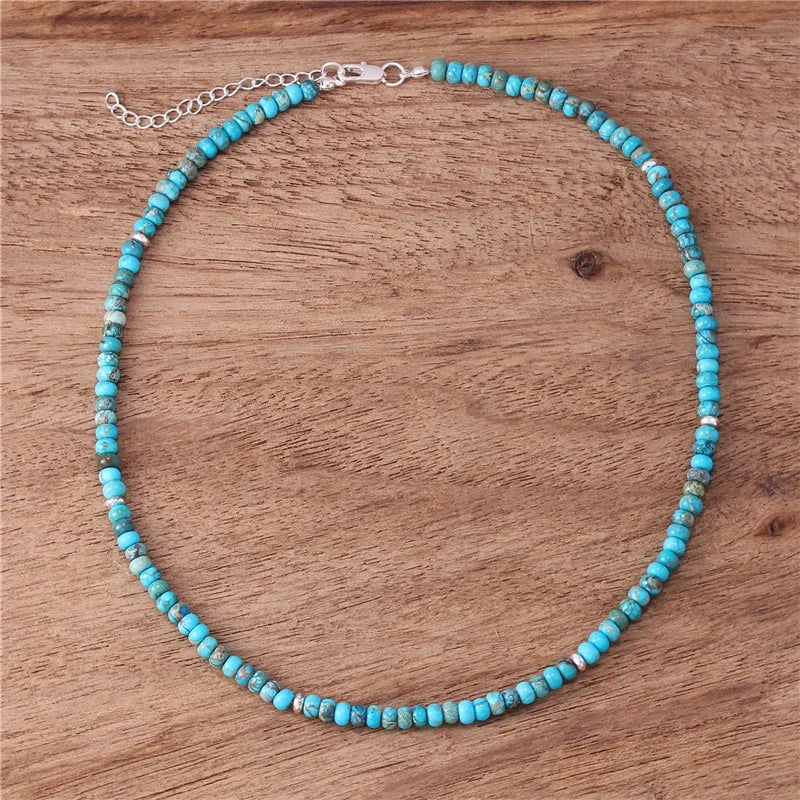 Bohemian Natural Stone Imperial Jasper Rondelles Beads Choker Necklace Boho Torques Collar Gift Jewelry Wholesale Dropshipping
