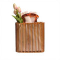 Top Seller Women's Portable Bamboo Woven Waterproof Clutch Bag Handmade Semi-Round Bamboo Root Handbag Open Summer Autumn
