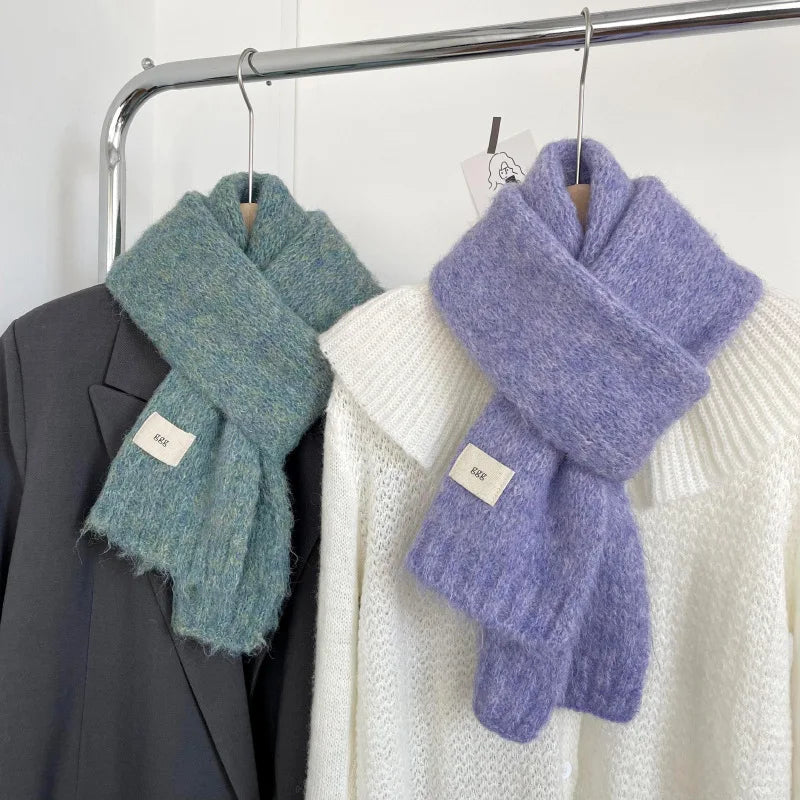 Custom logo All Match Couple Scarf Unisex Fall Winter Solid Color Scarf Soft Knitted Warm Scarves