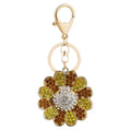 Fashion Gold Metal Sun Flower Pendant Key Chains Colorful Rhinestone Sunflower Keychain for Couple