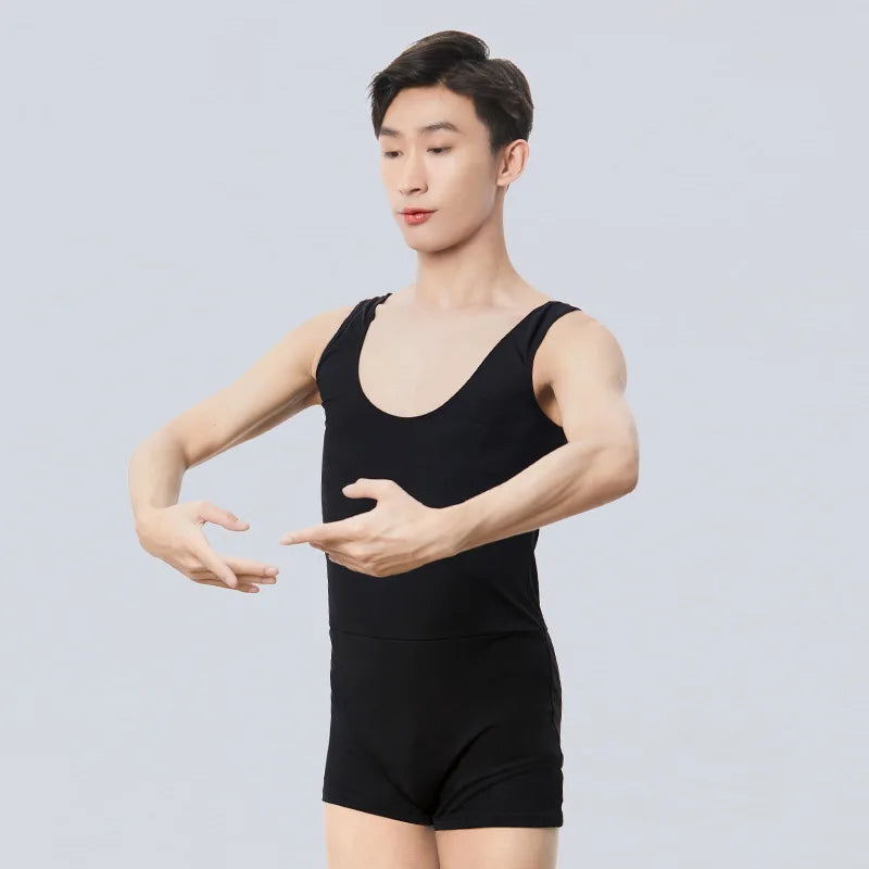 Adult Men Ballet Dance Leotard and Bodysuit With Tank Top and Square Cut Pants