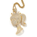 Luxury Trendy 3D Diamond Crown Pendant Necklace for Little Girls New Hip Hop Iced Bling Brass Jewelry Zircon Main for Weddings