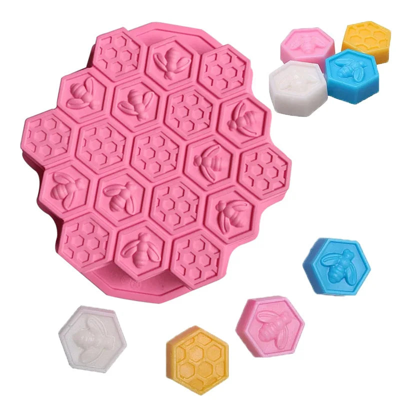 BPA Free Non Stick Easy Release 19 Cavities  Hexagon Shaped  Honeycomb Honeybee Cake Mold Silicone Pudding Soap Chocolate Molds