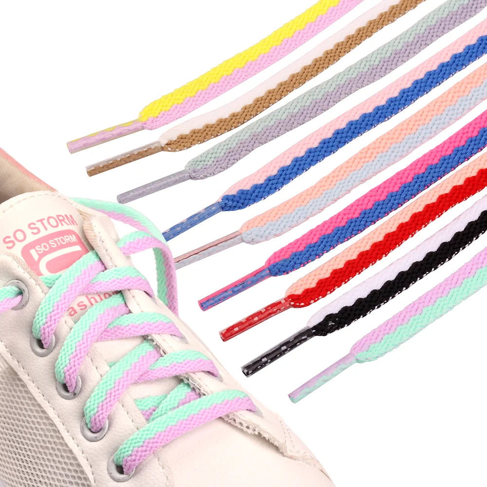 18pcs Nylon Flat Laces Small White Shoes Lace 100cm 120cm General Polyester Flat Color Shoelace