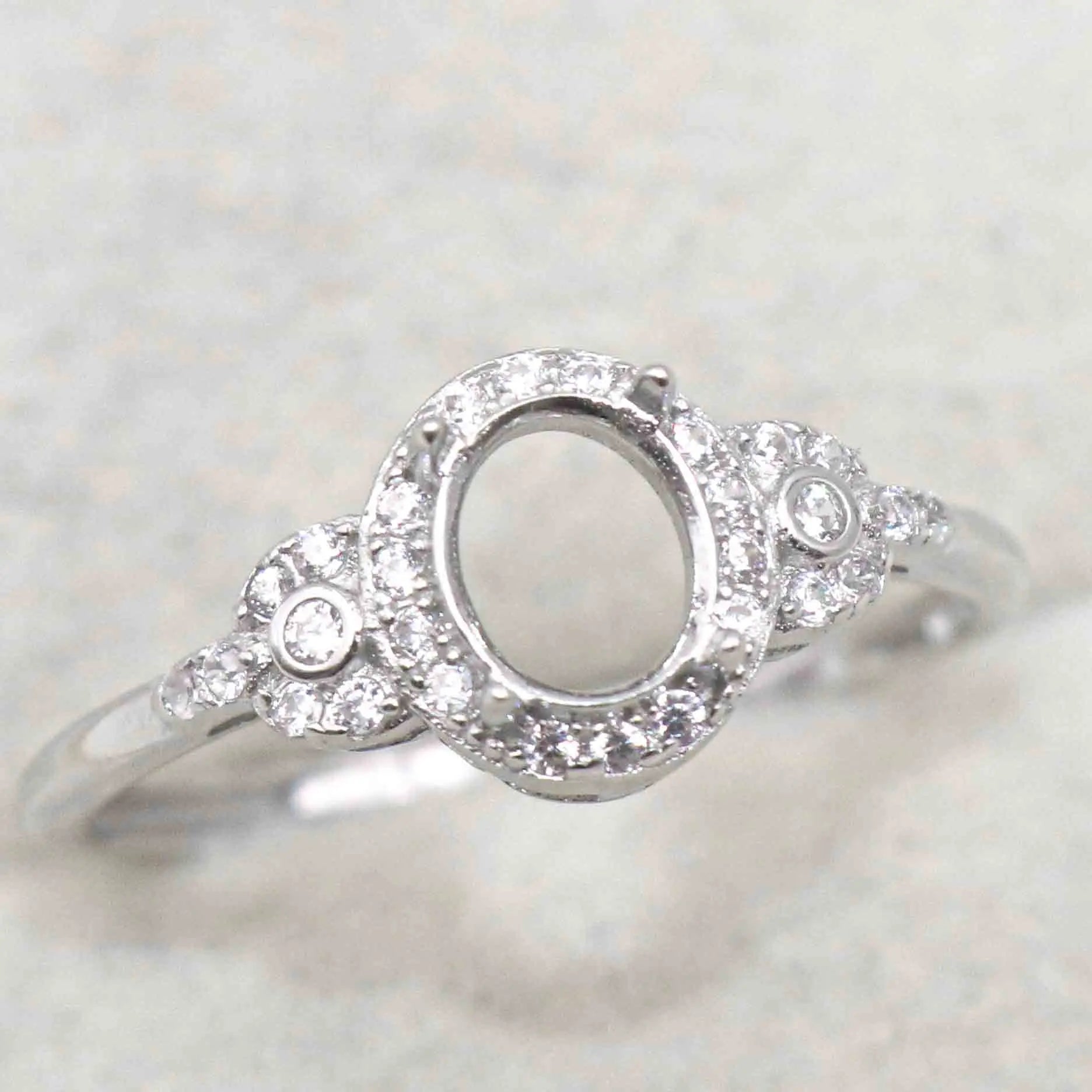 Sterling Silver 5*6mm Semi Mount Ring Frame Empty Blank Support Claw Setting S925 Base Holder Without Center Stone for DIY Inlay