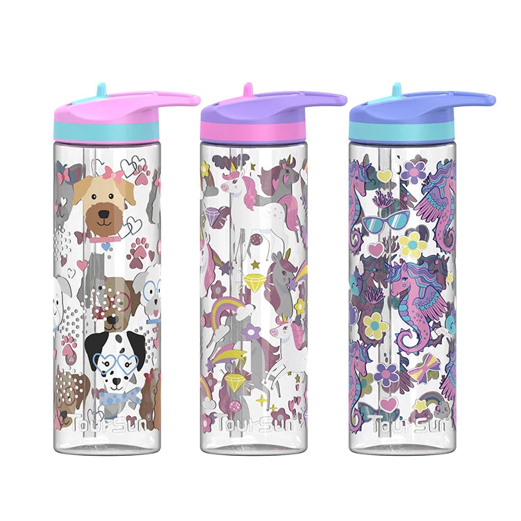 Shape 750ml Bpa Free Custom Logo Tritan Plastic Sports Water Bottles With Straw