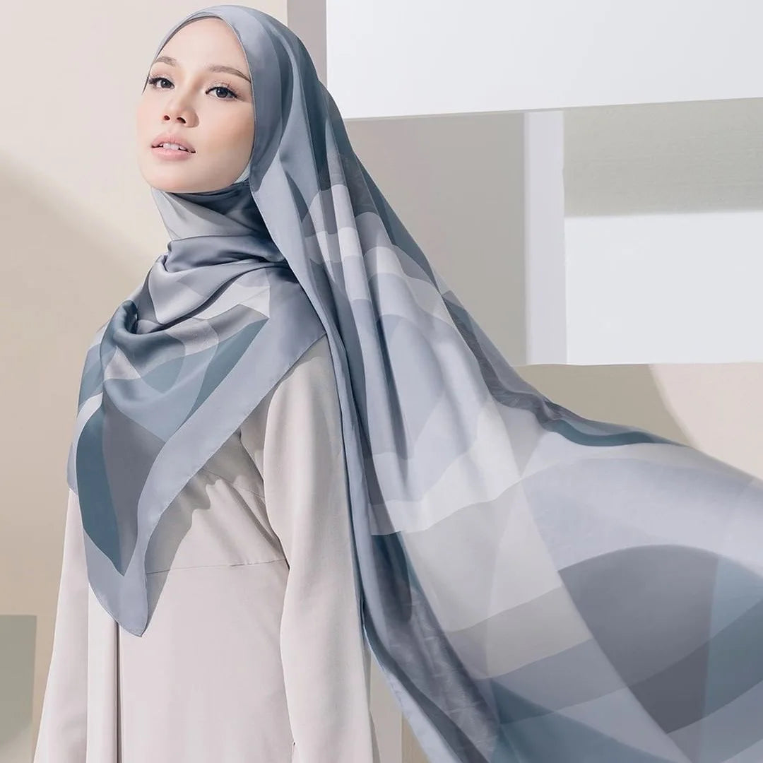 Custom Women Printed Textured Satin Shawl Silk Scarf Malaysia Hijab Shawl Scarves.