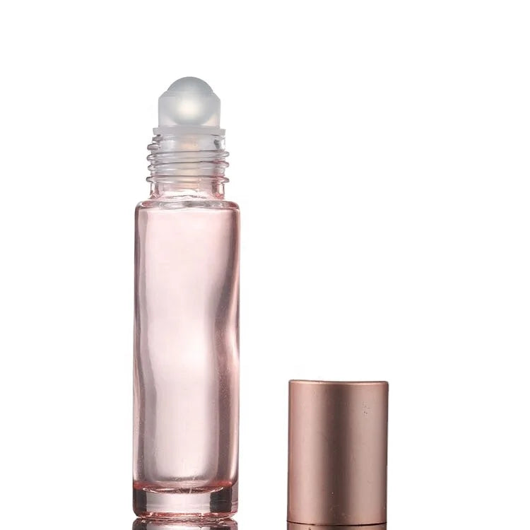 Santo 10ml Rose Golden Glass Roll on Bottle pink Essential Oil Perfume Bottles
